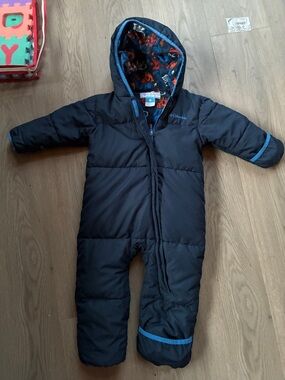 Columbia Dark Navy Infant Winter Bunting with Light Blue Accents